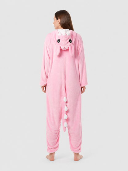 Flannel Hooded Animal Onesie Pajamas back view