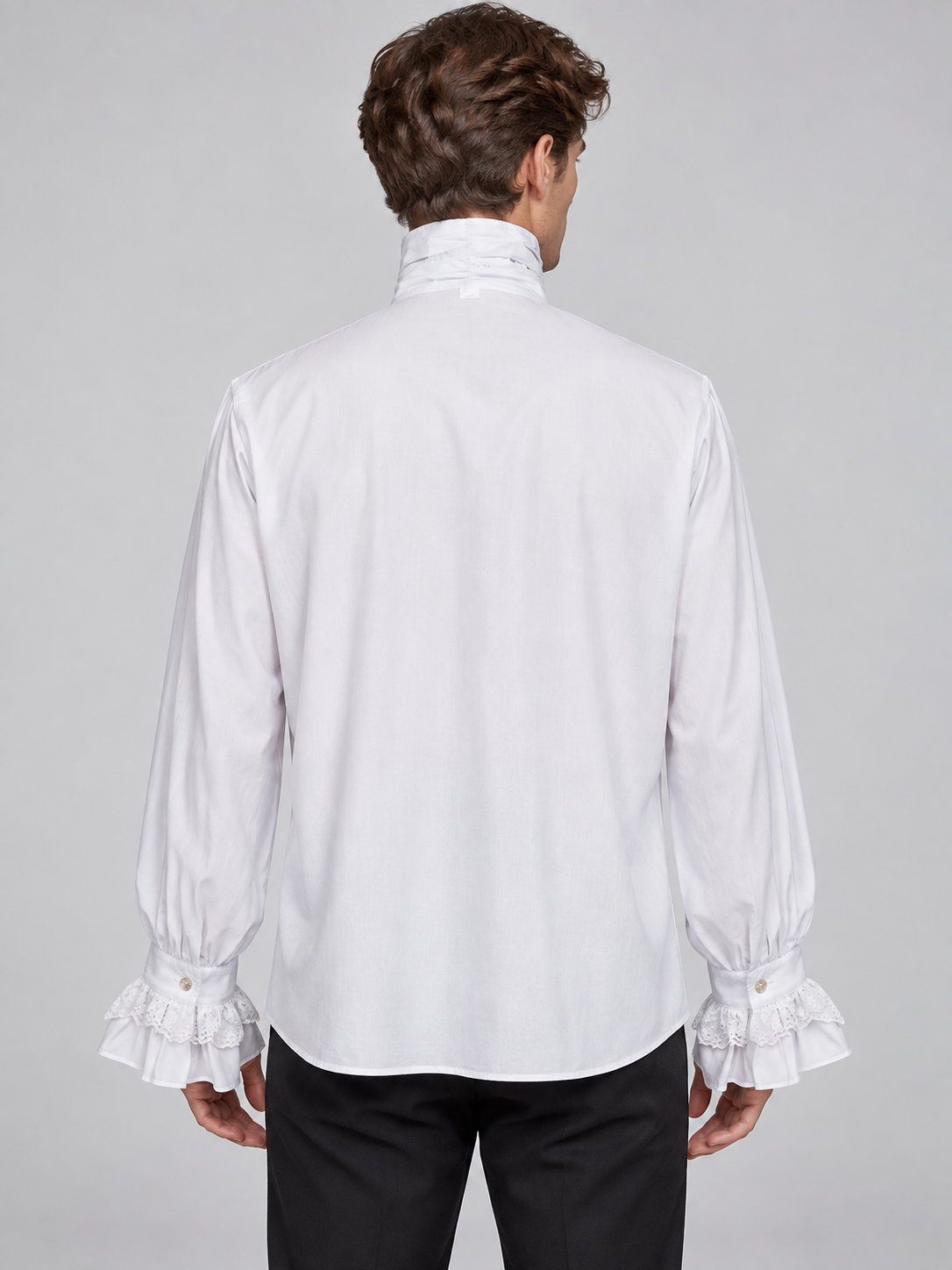 White Historical-Style Shirt with Lace Jabot