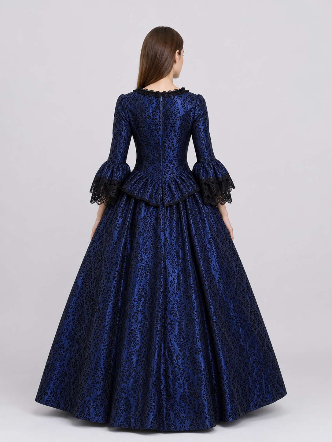 Gothic Historical Dress with Flared Sleeves
