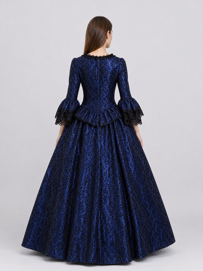 Gothic Historical Dress with Flared Sleeves
