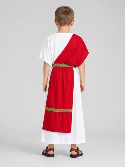 Ancient Greek Costume with Red and Gold Ribbons back view 7