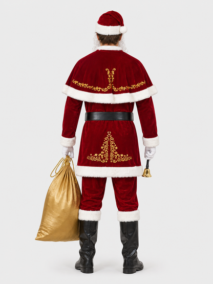 Ded Moroz Costume with Cape, Beard, and Hat back view