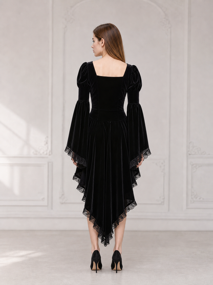 Gothic Cosplay Dress with Lace and Zipper