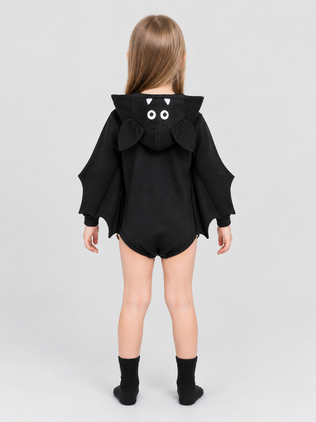 Black baby bat-wing bodysuit jumpsuit