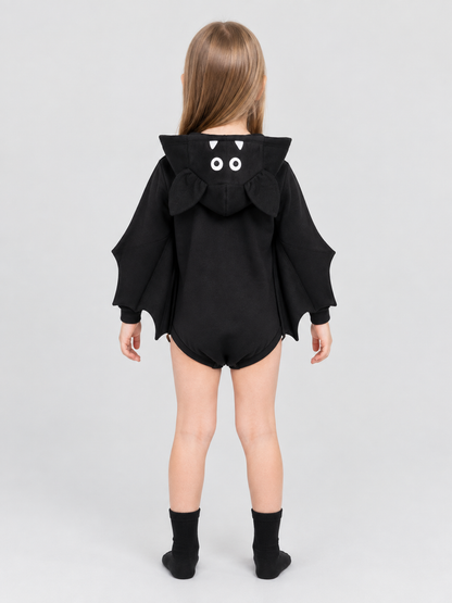 Black baby bat-wing bodysuit jumpsuit