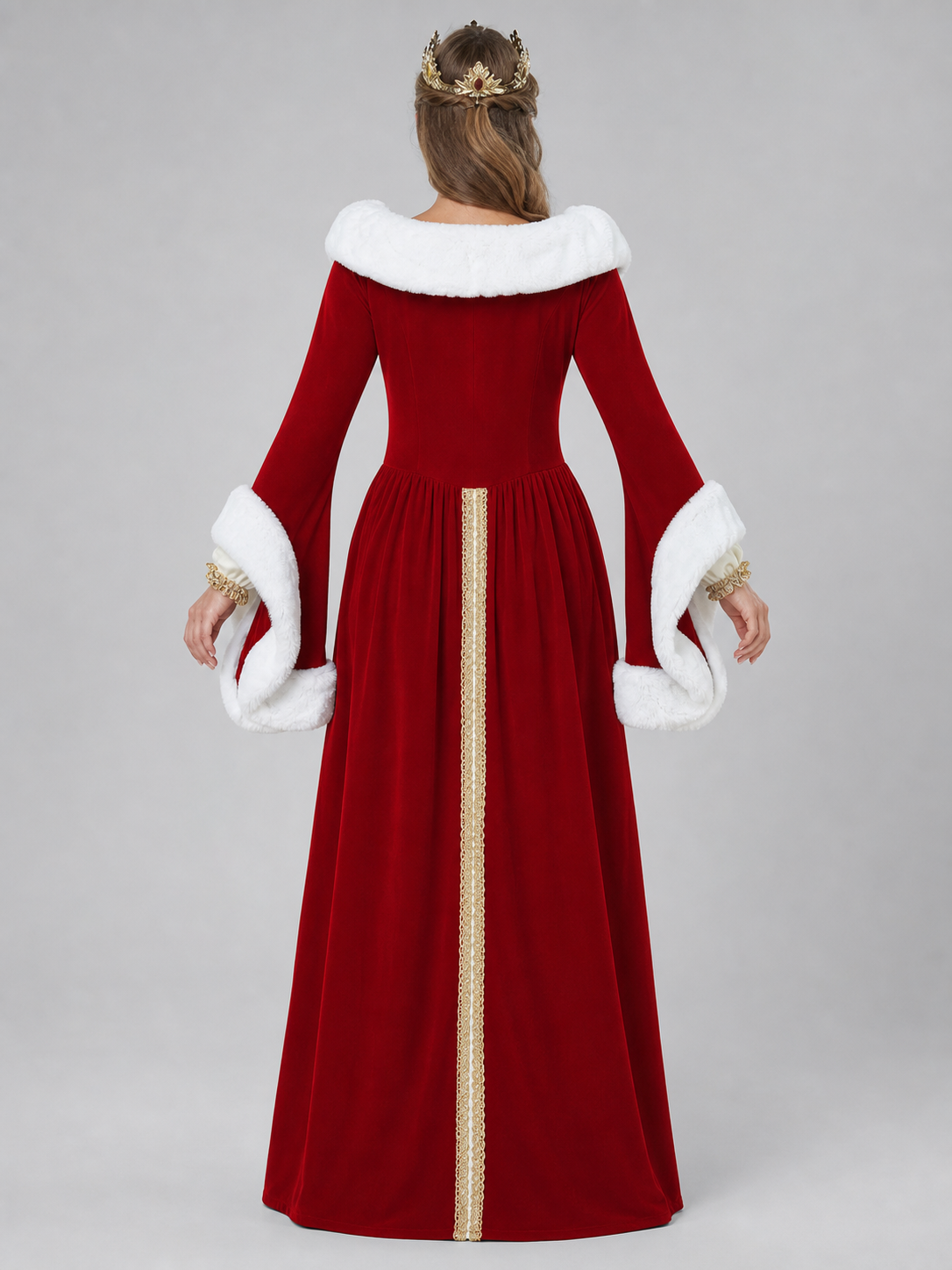 Royal-Style Carnival Dress with Fur Trim