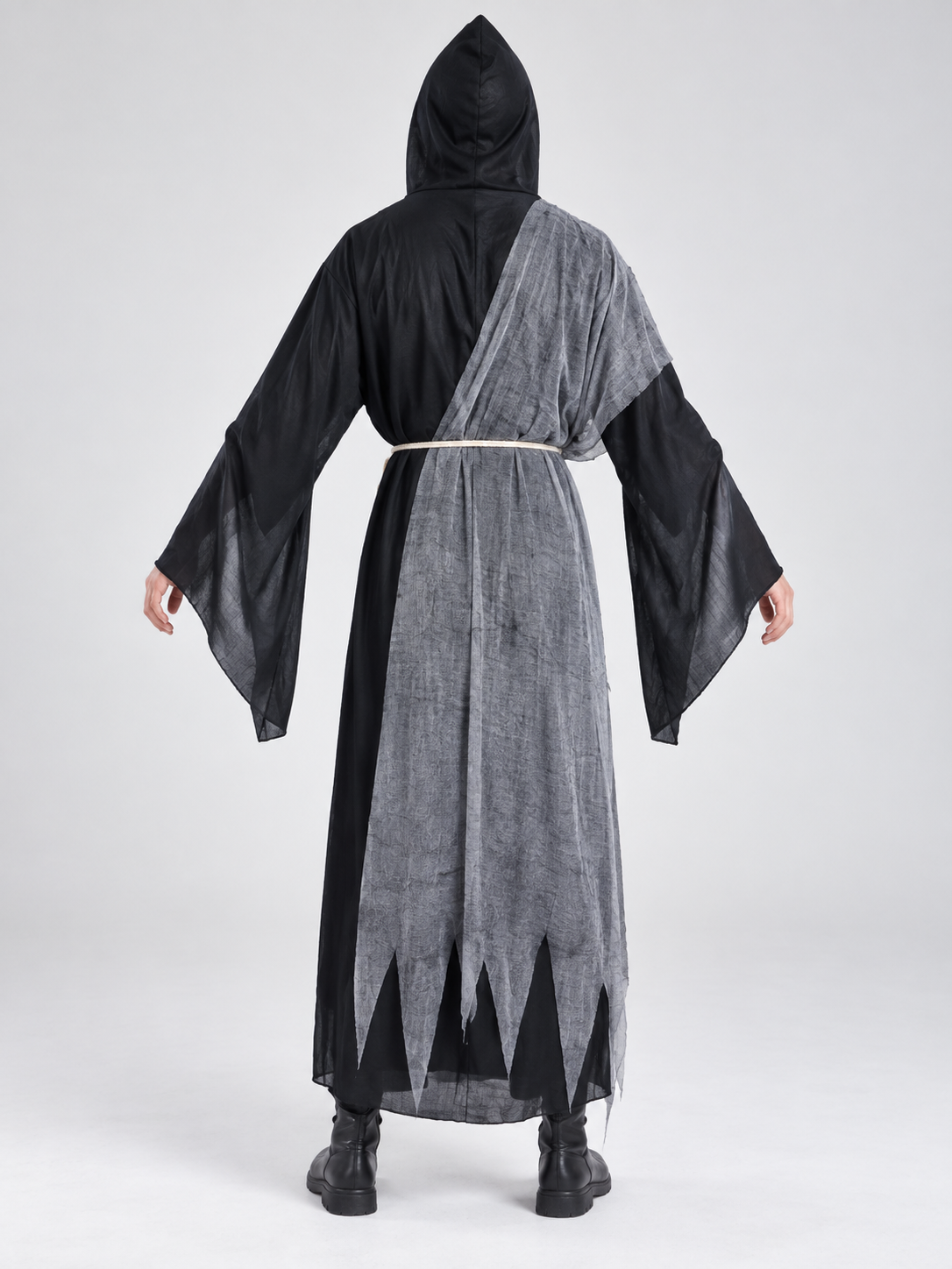 Vampire Halloween Costume with Hood and Gray Cape