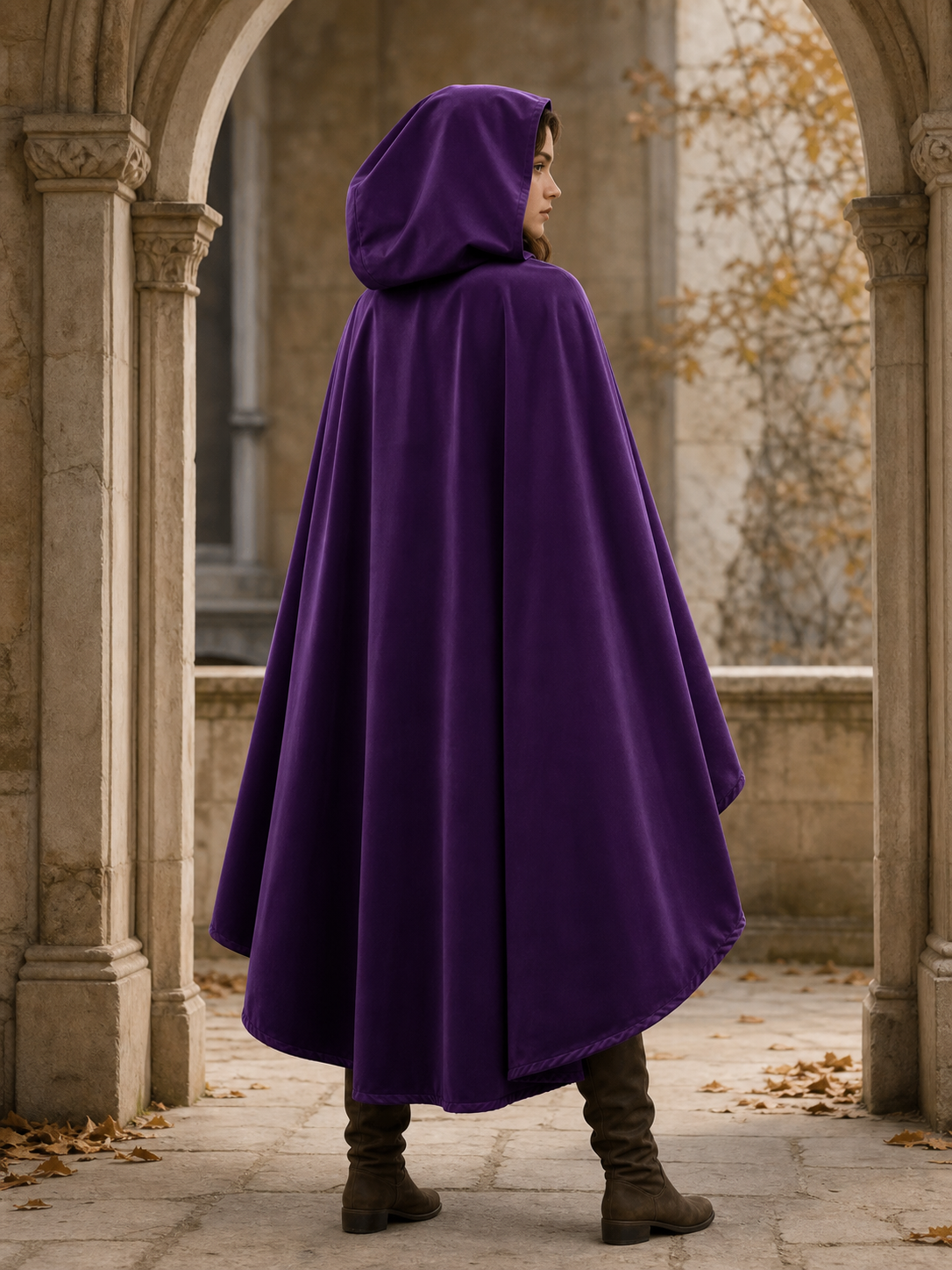 Purple Hooded Medieval Costume Cloak