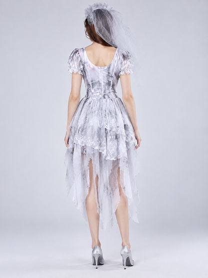 Ghost Bride Carnival Costume with Veil and Lace