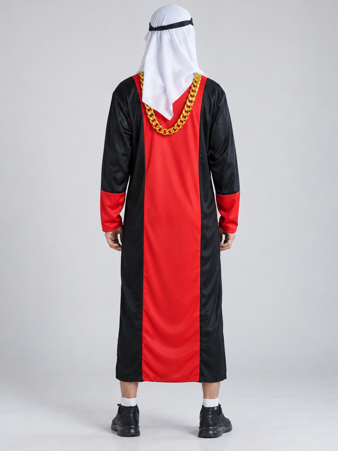 Carnival costume with white headpiece and chain