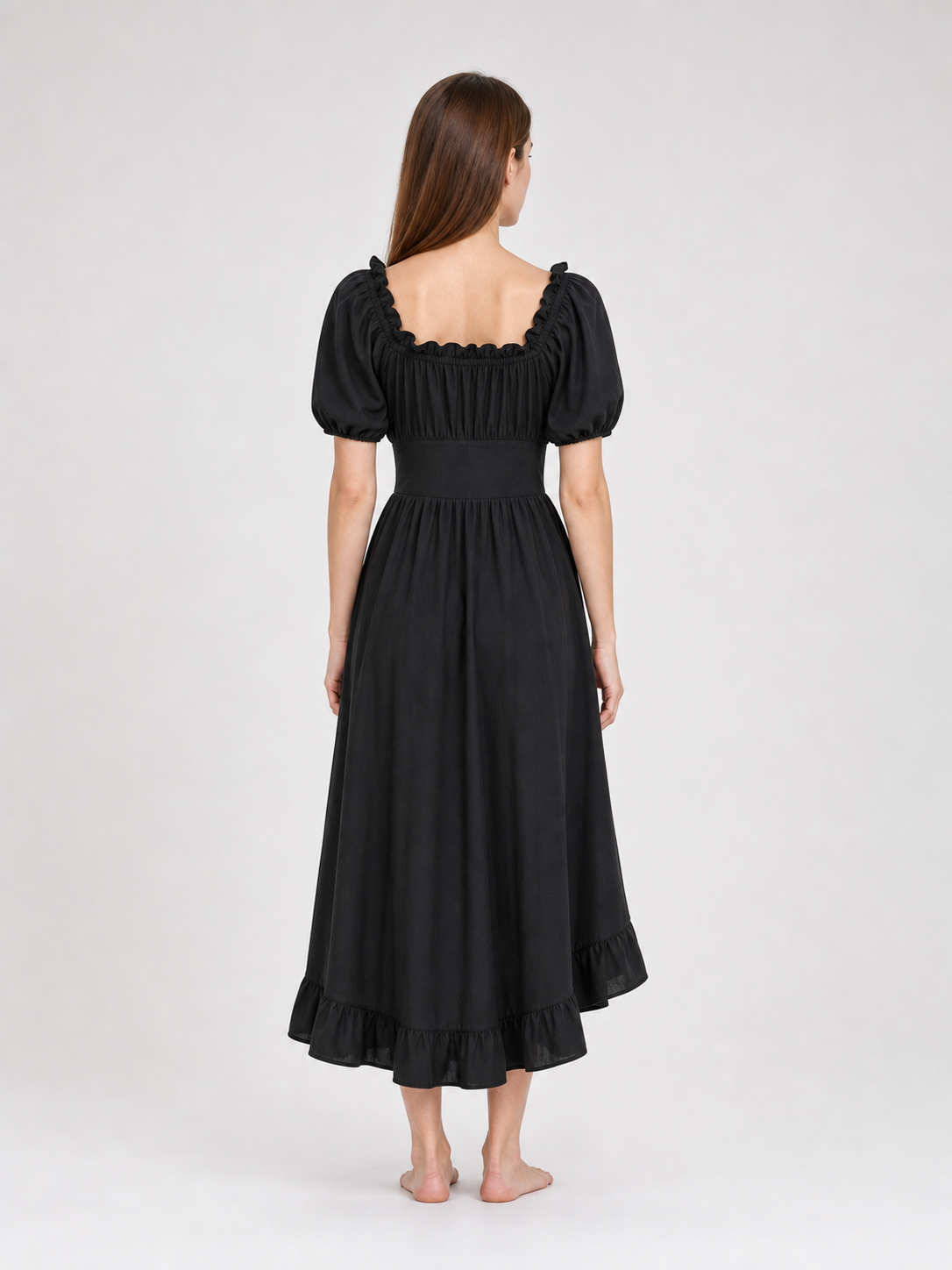 Black Renaissance-Style Ruffle Dress