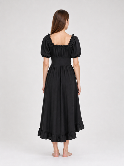 Black Renaissance-Style Ruffle Dress