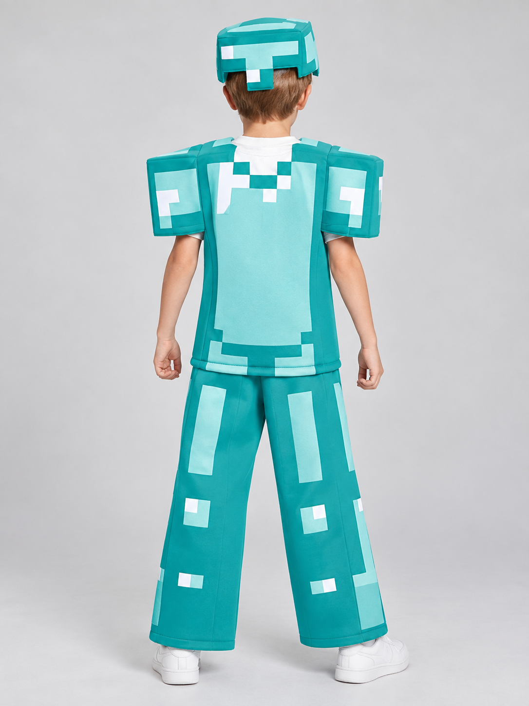 Pixel-style carnival costume with headpiece