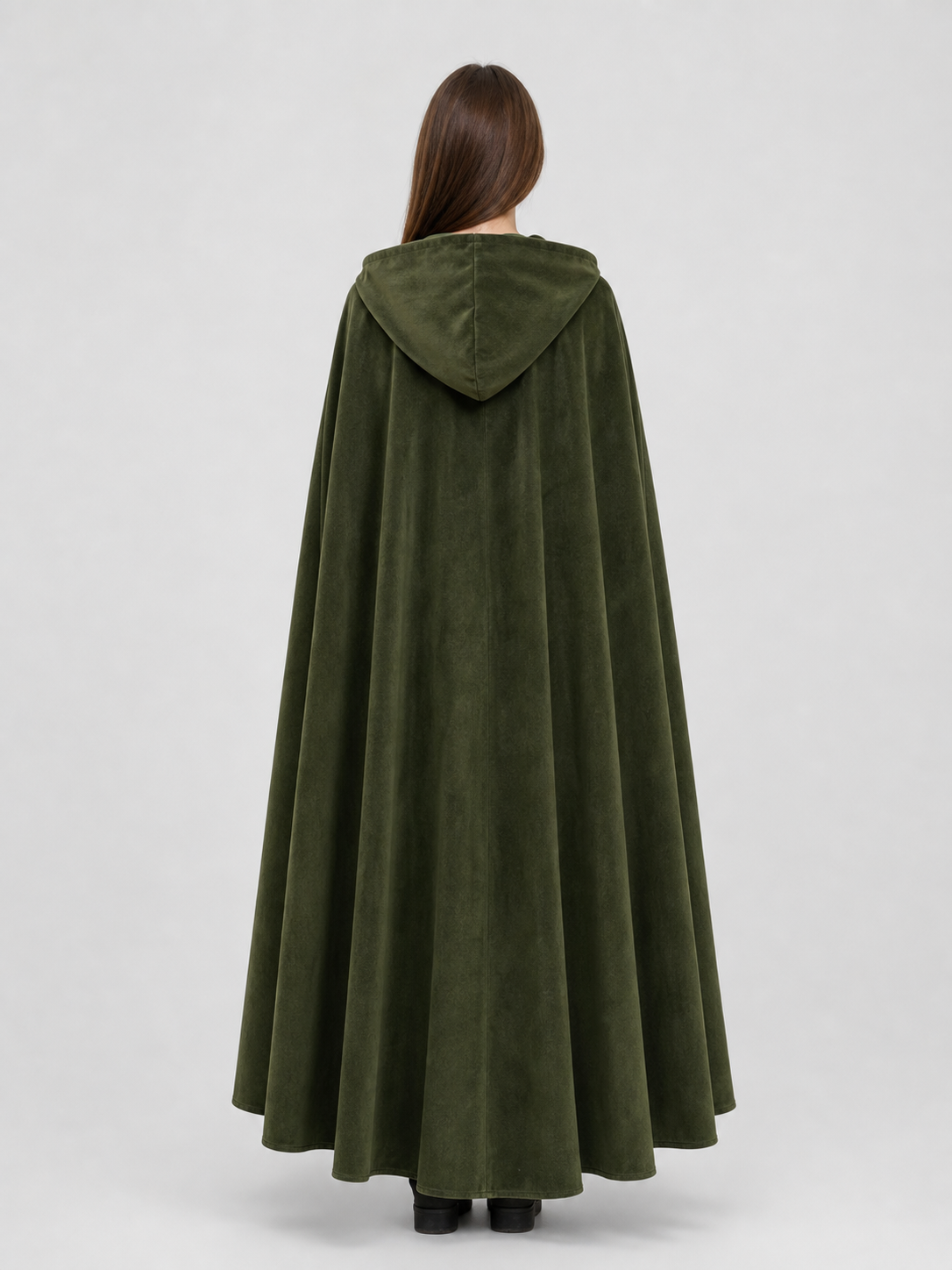 Long Green Hooded Costume Cloak