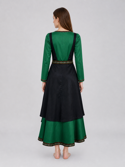 Retro Dress with Pattern and Long Sleeves