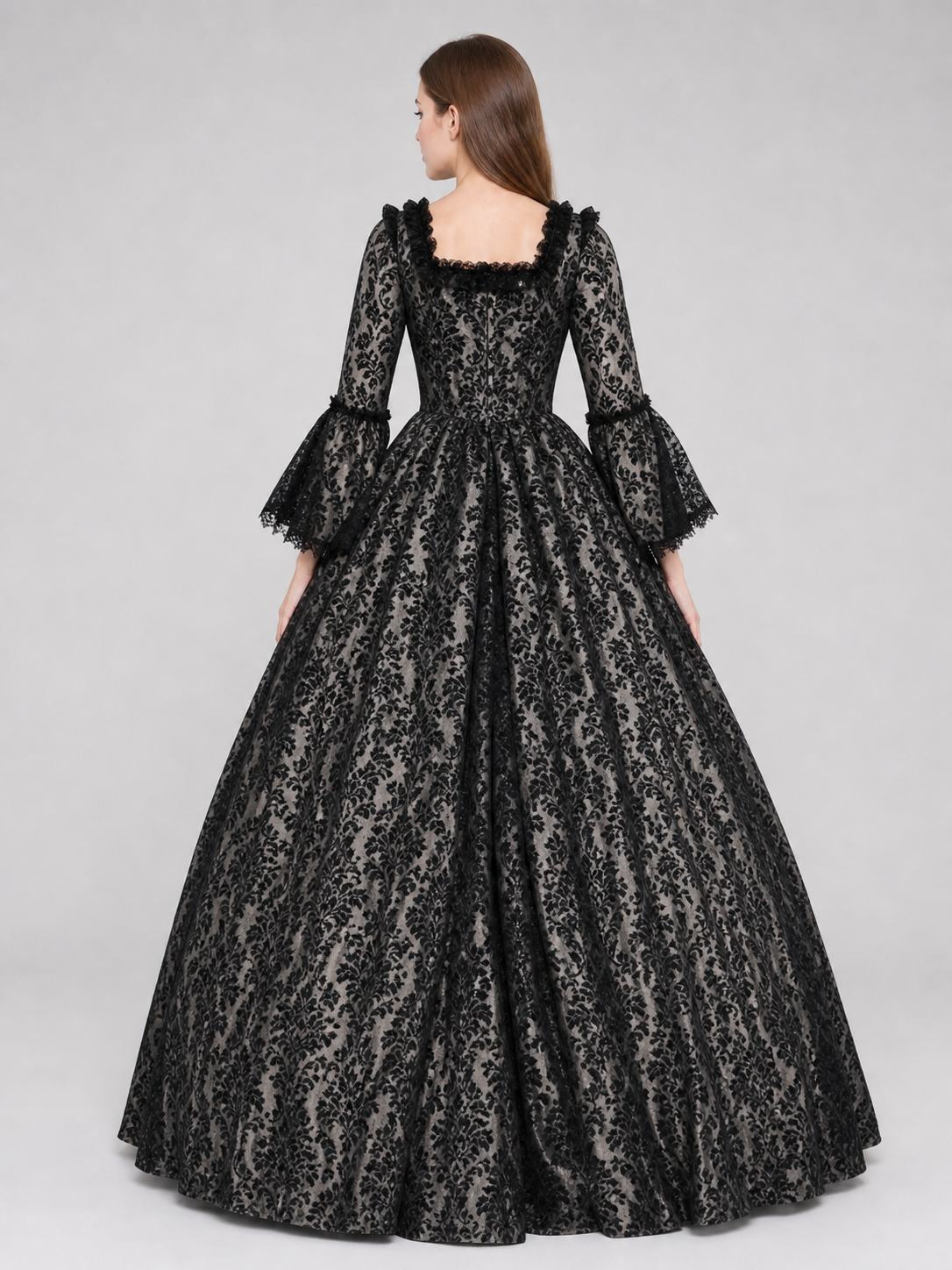 Gothic vintage floor-length dress with sleeves