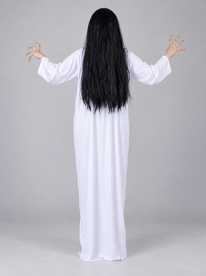 Ghost Costume: Long White Dress with Long Sleeves