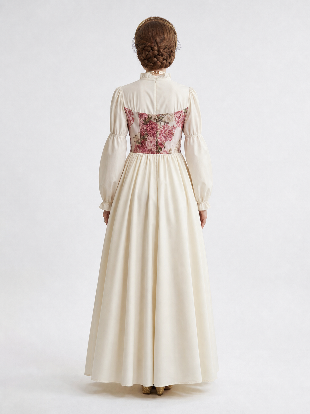 Retro Palace-Style Dress with Floral Print