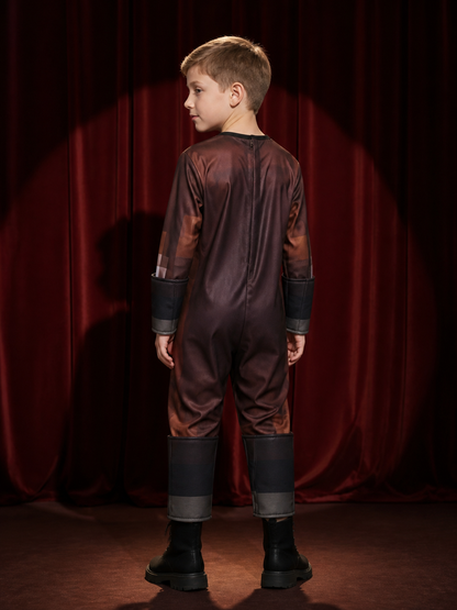 Kids Minecraft Horse Costume, Brown Animal Onesie with Armor Pads Halloween back view