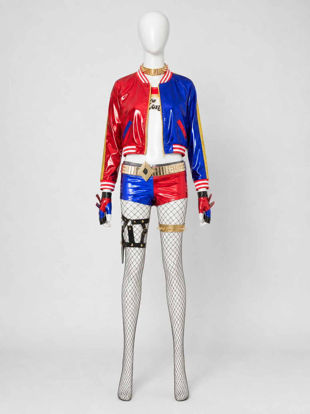 Harley Quinn Cosplay Costume: Jacket and Shorts back view