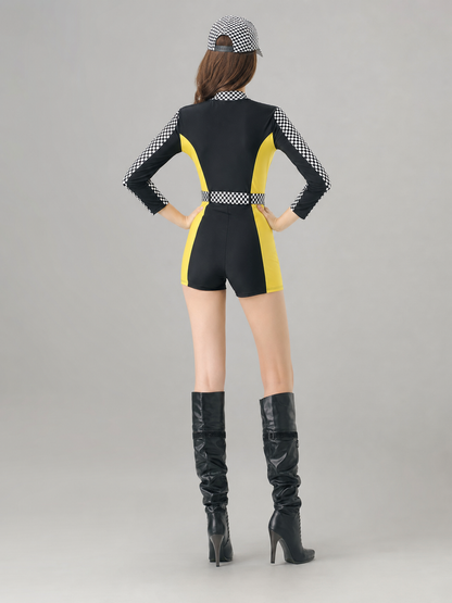 Racing-Style Long-Sleeve Romper