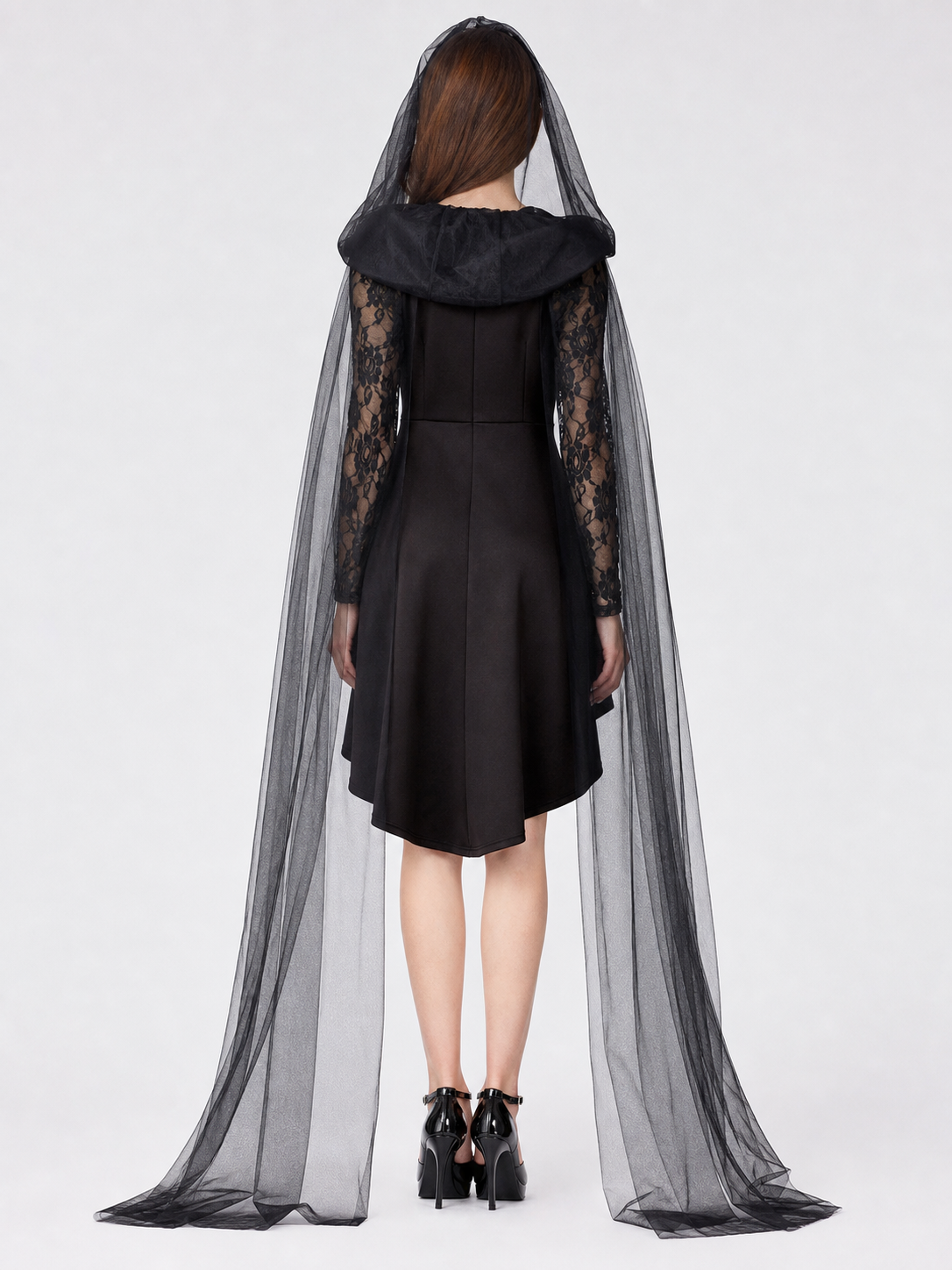 Gothic Costume with Hood and Black Cape