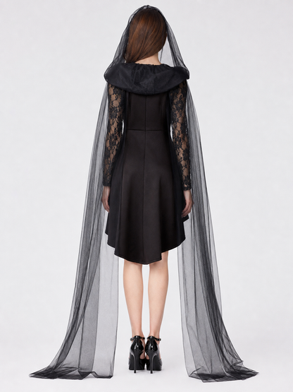 Gothic Costume with Hood and Black Cape