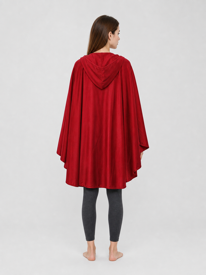 Red medieval carnival cloak with hood