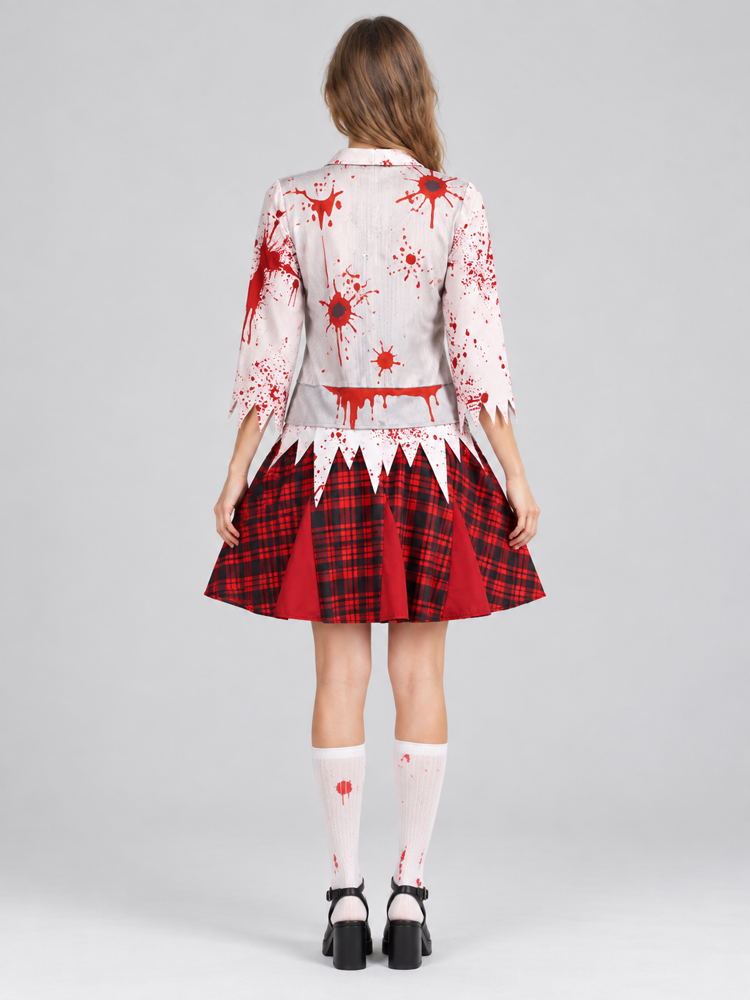 Carnival Dress with Red Bow and Plaid Skirt