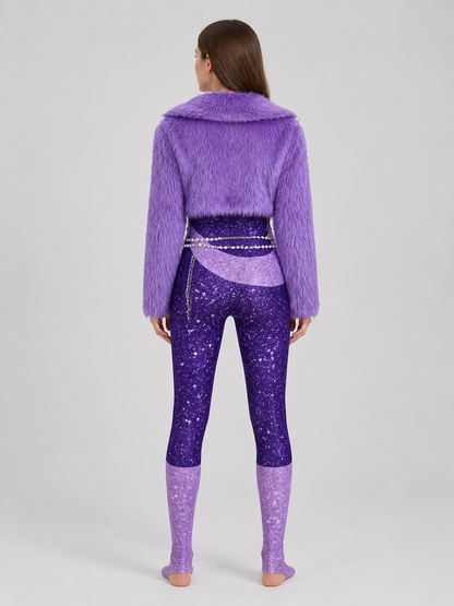 Cosplay Costume: Purple Coat, Bodysuit, and Chain back view