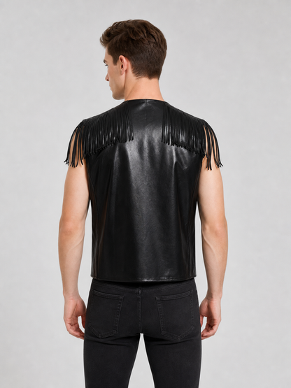 Black Fringed Vest, Rock Style, Costume Look