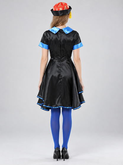 Halloween Carnival Costume with Black Dress and Hat
