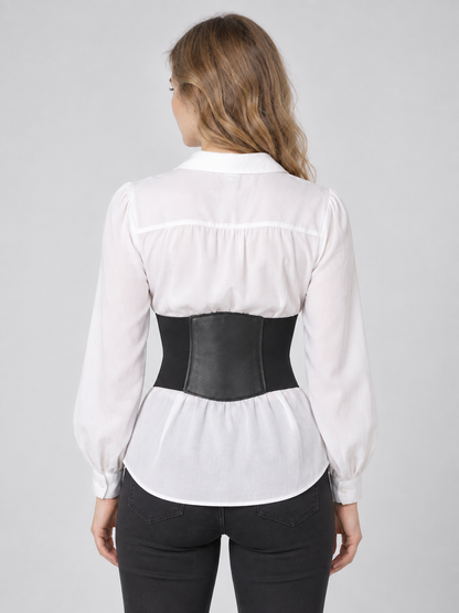 Black corset belt with lacing and zipper
