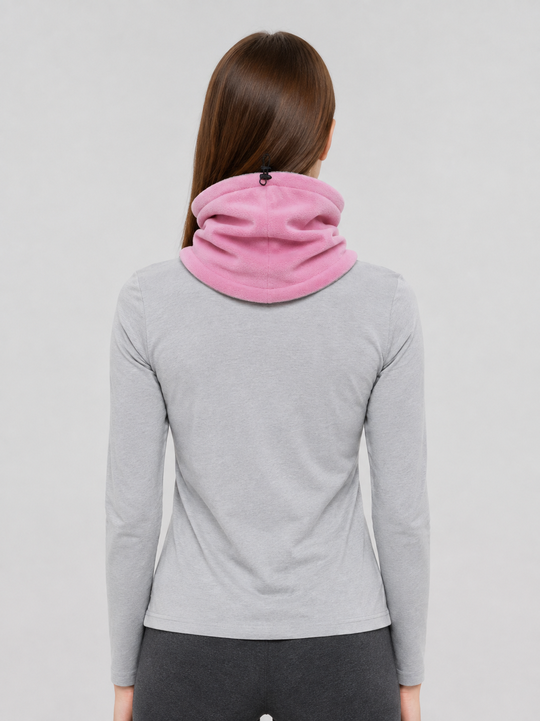 Insulated Neck Gaiter with a High Collar, Pink back view