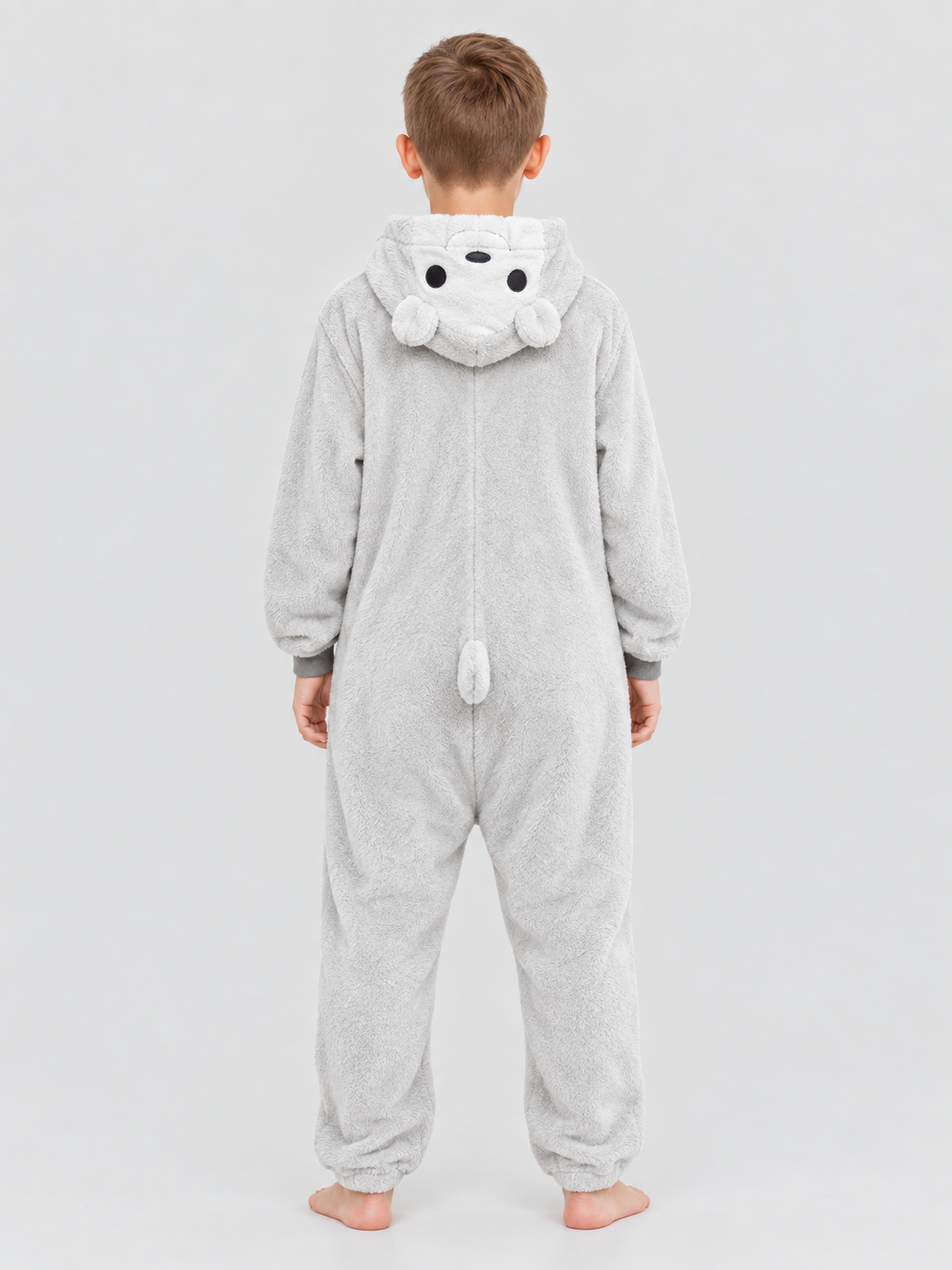 Flannel Hooded Pajama Jumpsuit with Ears