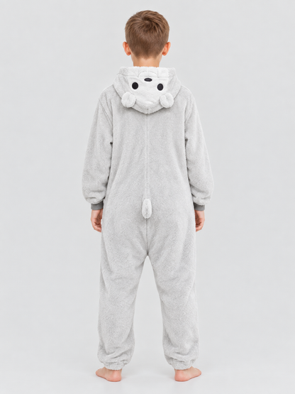 Flannel Hooded Pajama Jumpsuit with Ears