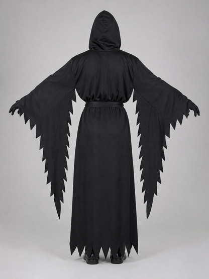 Black ghost robe with hood and white mask