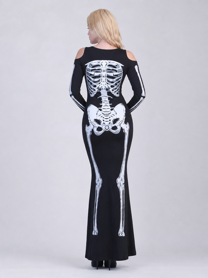Halloween Skeleton Print Costume Dress