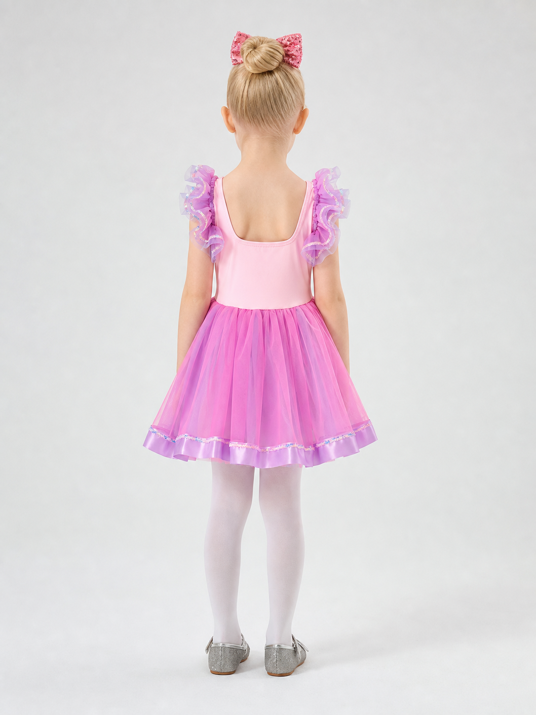 Pink and Purple Tutu Skirt with Bow and Sequins