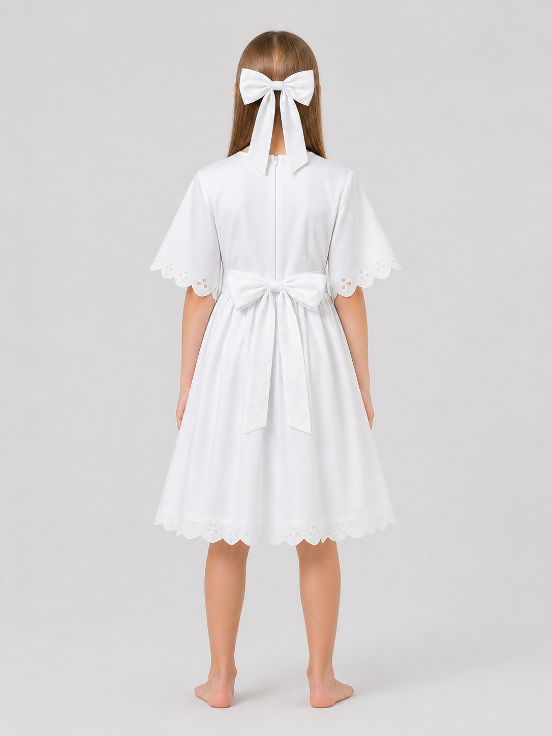 Anya's White Cosplay Dress from SPY×FAMILY with Bow back view