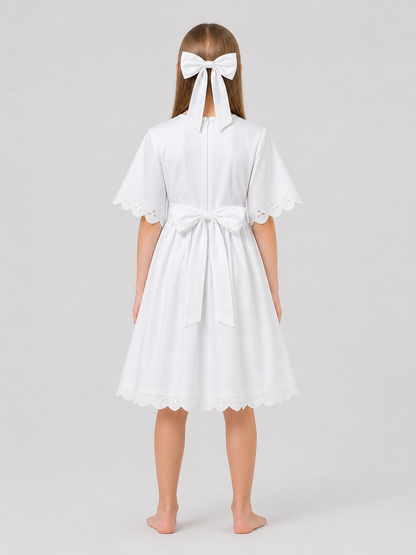 Anya's White Cosplay Dress from SPY×FAMILY with Bow back view