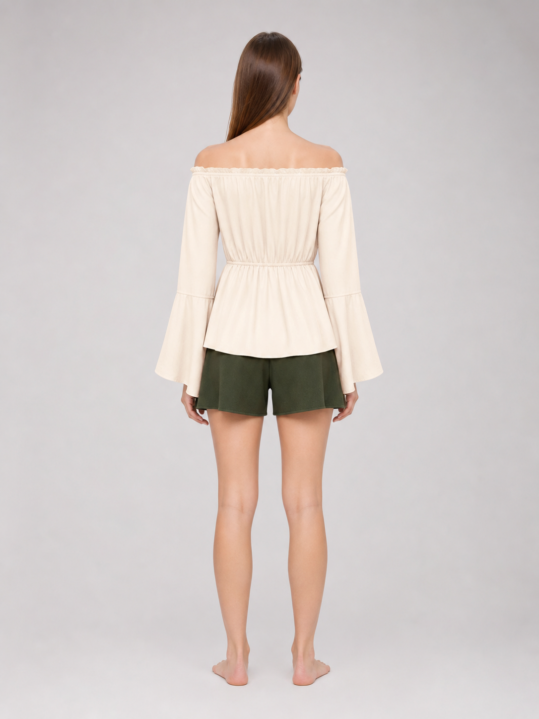 Off-the-Shoulder Blouse with Flared Sleeves