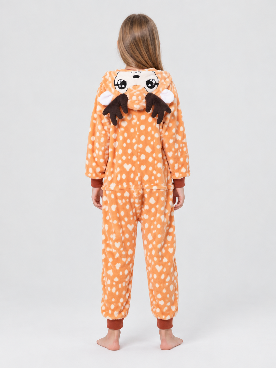Kids' Hooded Pajama Jumpsuit with Ears and Antlers
