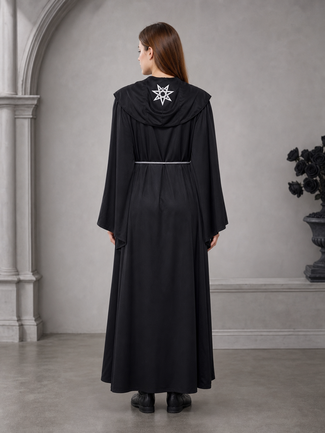 Black Gothic Hooded Cloak for Cosplay