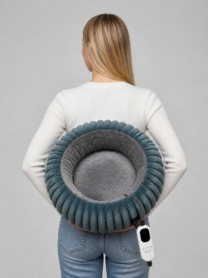Round Heated Pet Bed back view