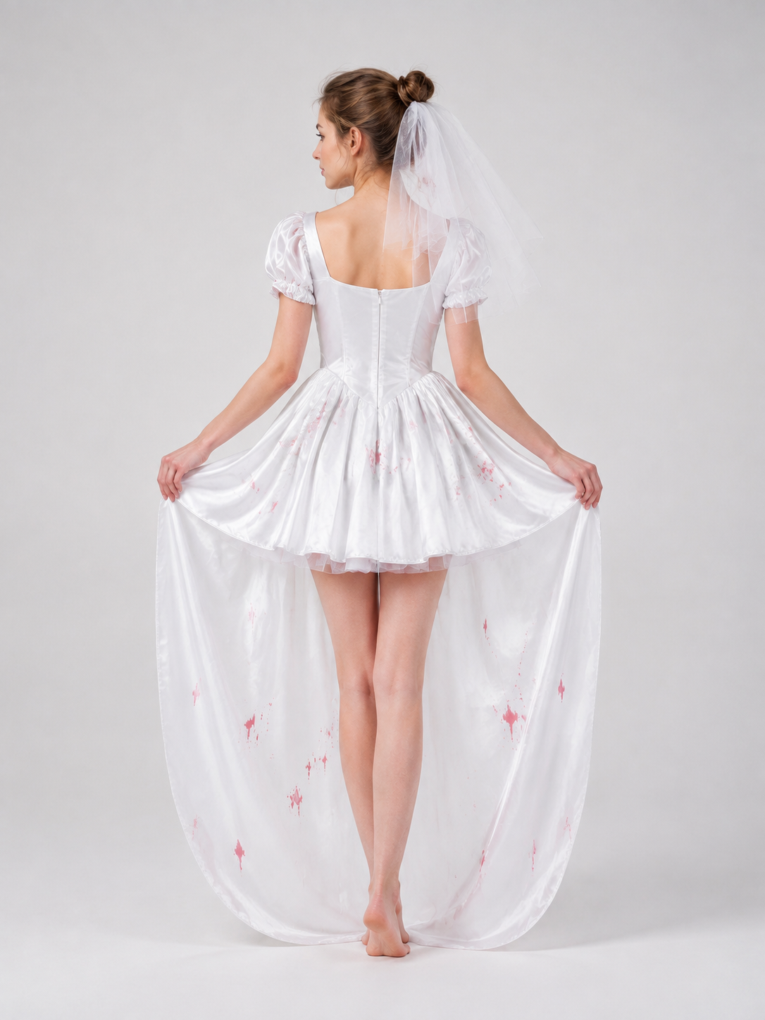 Vampire Bride Costume Dress with Veil
