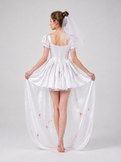 Vampire Bride Costume Dress with Veil