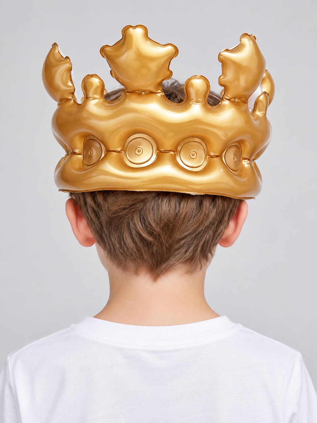 Inflatable Crown Gold Glossy PVC with Tall Points