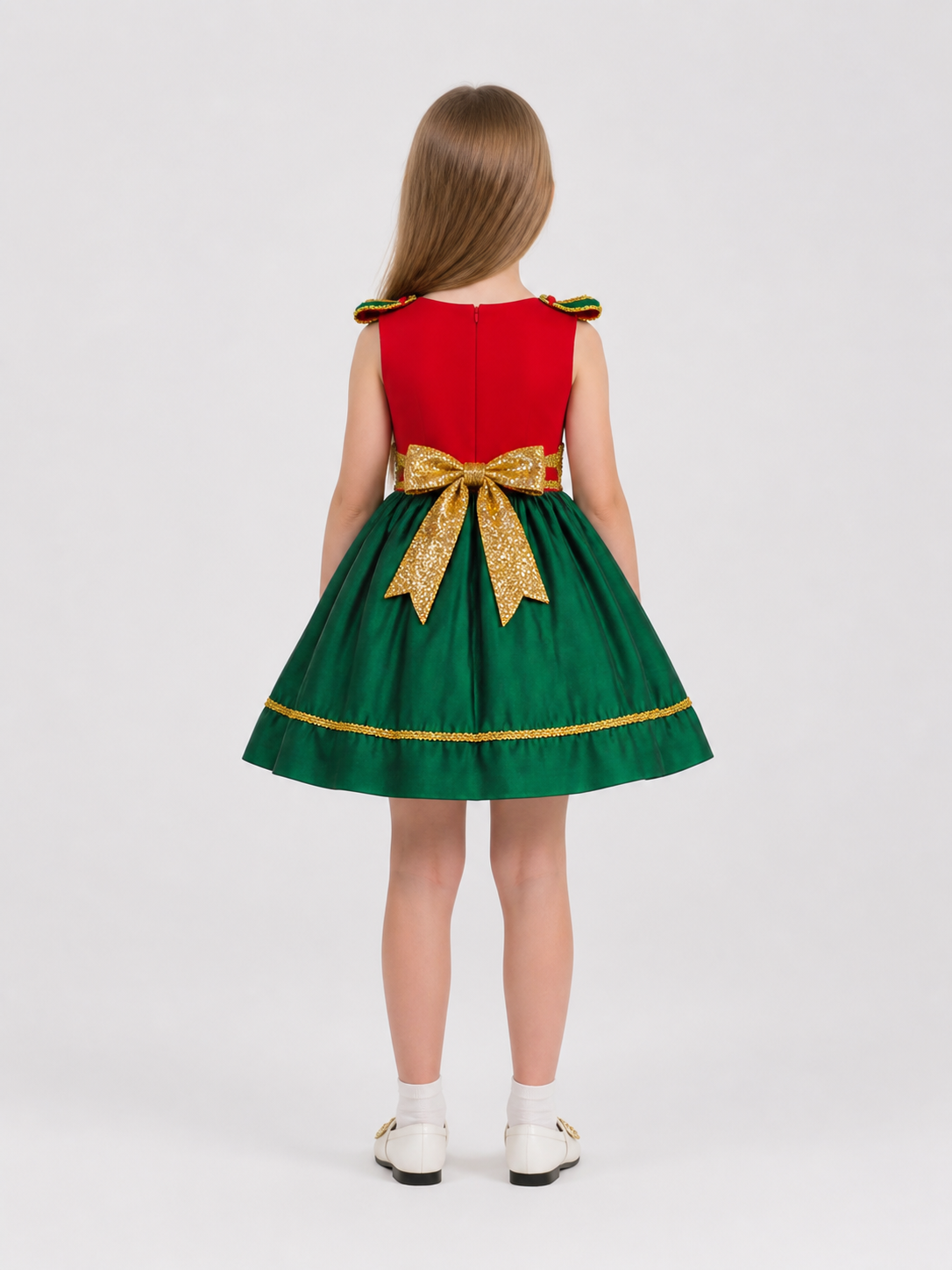 Santa Claus Christmas Dress with Full Skirt back view