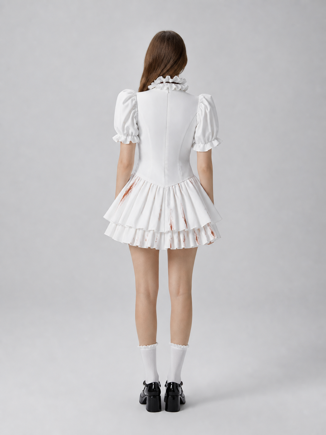 Gothic Cosplay Dress with Bow and Ruffles
